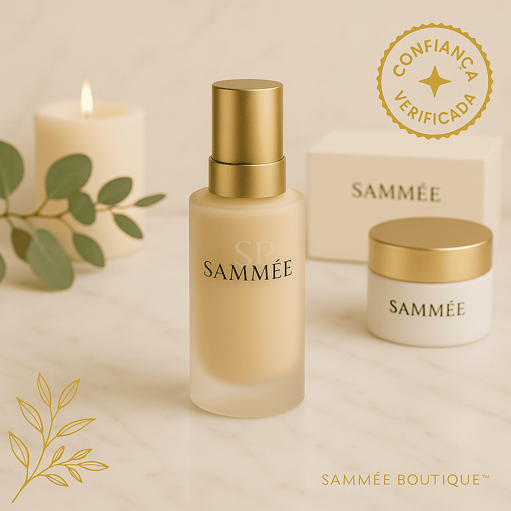 Produtos Sammée Boutique™ sobre fundo luxuoso